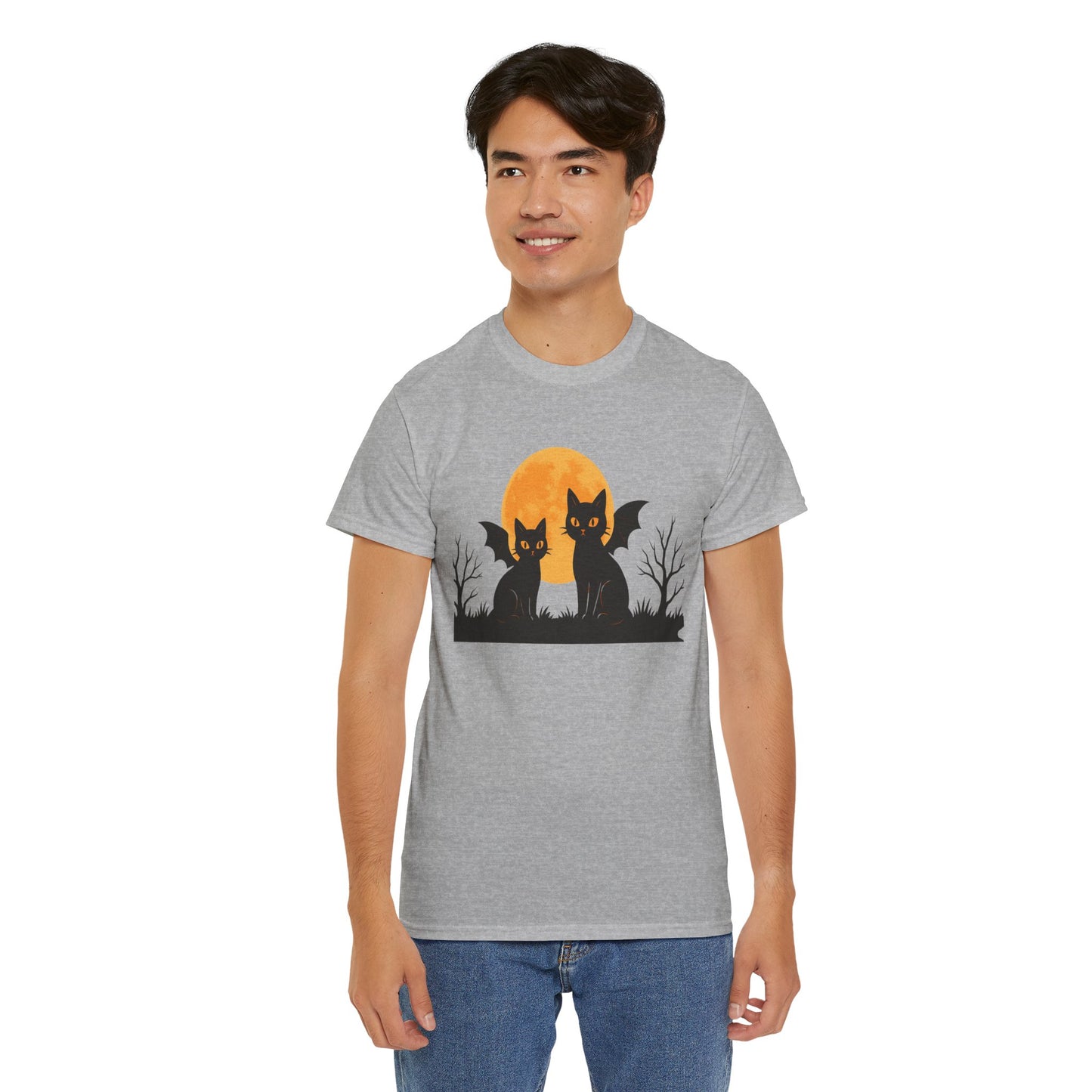 Cat Winged Tee with Moon Print