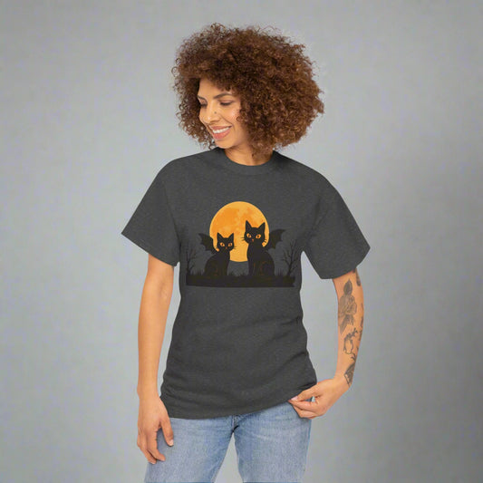 Cat Winged Tee with Moon Print