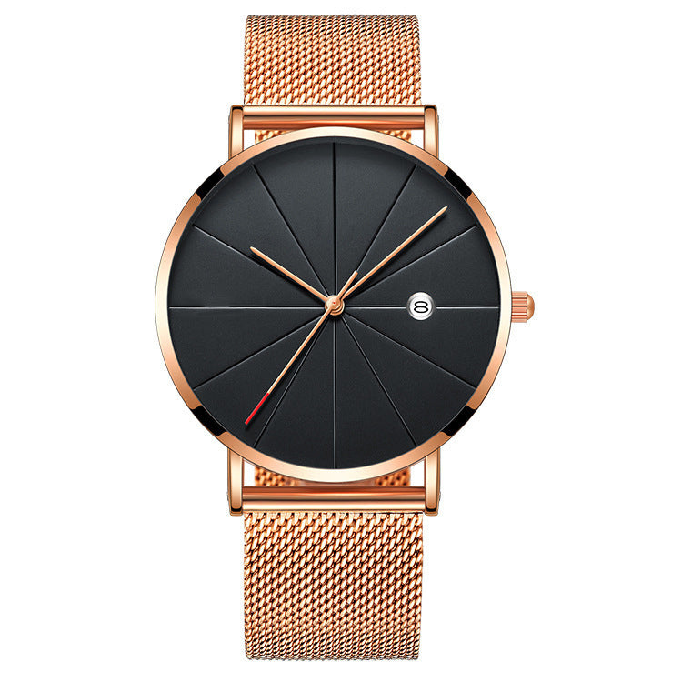 Simple waterproof calendar watch