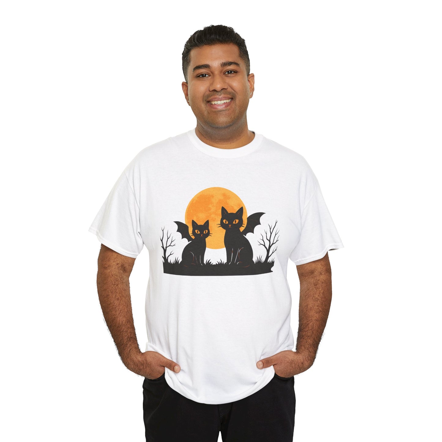 Cat Winged Tee with Moon Print